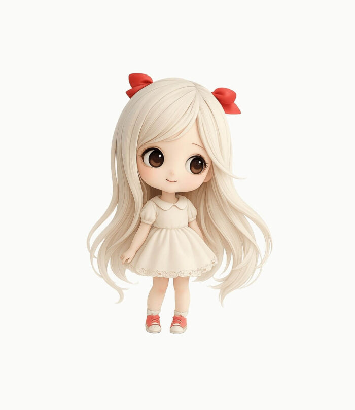 Whimsical ivory dress doll